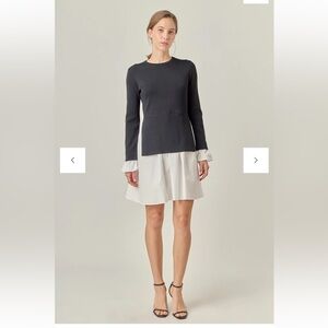 English Factory Layered Black and White Dress